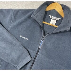 Columbia Men's Full‎ Zip Up Fleece Jacket Navy Blue Size Large Adult Logo